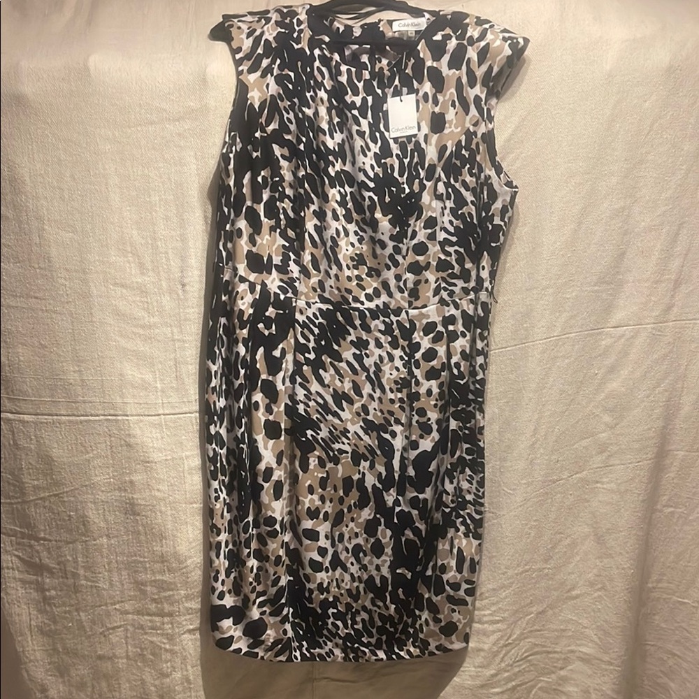 Calvin Klein Black and Brown Midi Dress